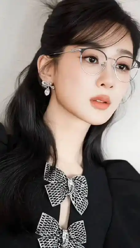 杨紫斜刘海黑框眼镜#超美嘟代言人小姐姐戴眼镜97全新style嘶哈嘶