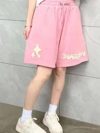女夏薄款粉色运动短裤百搭宽松直筒阔腿休闲五分中裤子潮ins高街 - 17