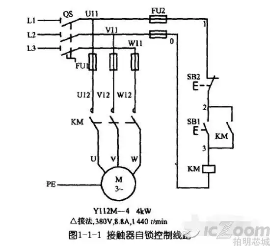 电动机自锁控制电路图(三相异步/自锁正转控制电路图)-拍明