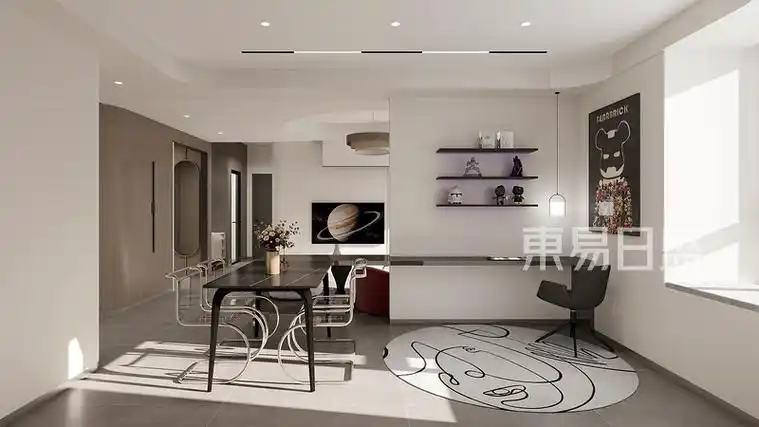 荣德荣泽公馆120平米两室一厅装修效果图现代极简风格案例