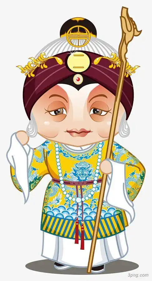 卡通戏曲人物老旦png素材透明免抠图片装饰效果