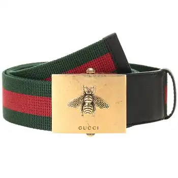 gucci 古驰 gucci腰带 红绿拼色织物蜜蜂男士带扣式织带腰带 429027