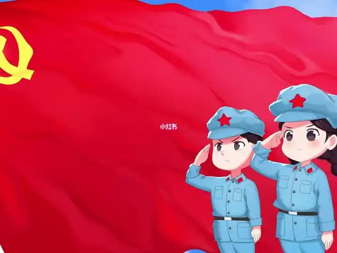 k08卡通旗帜飘动敬礼背景