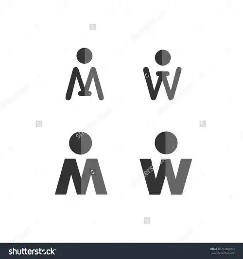 在男女厕所- w和米类似女性和男性的轮廓-符号/标志-海洛创意(hellorf