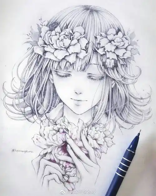 [cp]#时尚手绘插画# 铅笔线稿 & 动漫人物,超美细节 / shared by