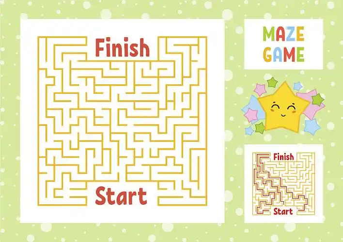 抽象的心型迷宫游戏的孩子和图片素材