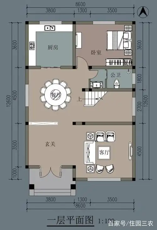 农村自建3层住宅,面宽8.6米,6室1厅,为宅基地小的朋友挣足面子