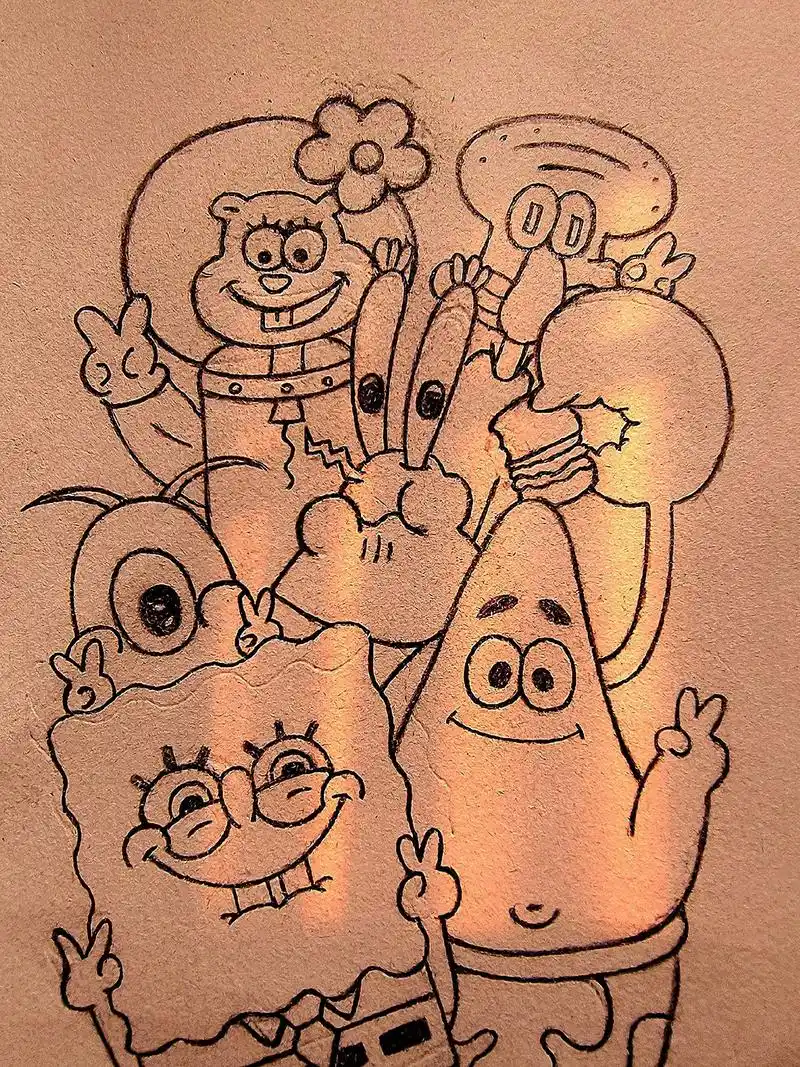 #海绵宝宝 #简笔画 #手绘 - 抖音