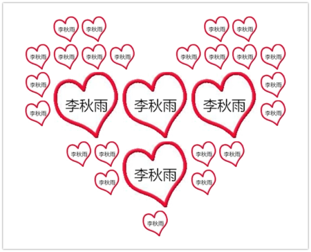 求大神帮做一张心形图,用名字拼成的 有样图