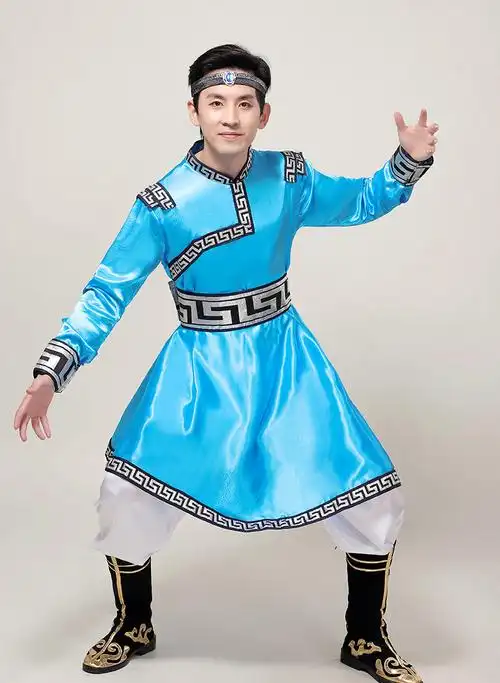 蒙古族服装男装夏季蒙古服装男士蒙古袍蒙古舞舞蹈马头琴演出草原风