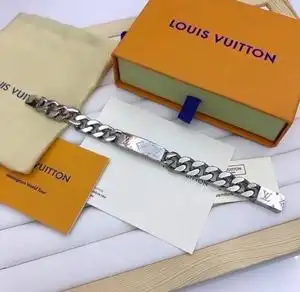 lv古巴链手链 lv古巴手链银色花纹雕刻手链男款手链