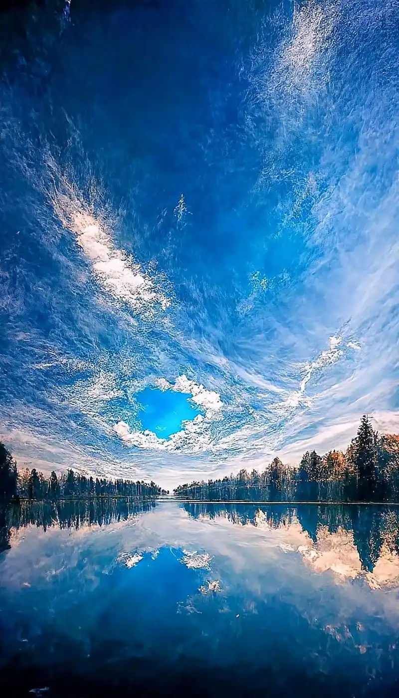 蓝天白云 树木湖泊.#风景 #治愈系风景 #抖音图文来了 # - 抖音