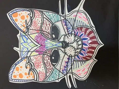 《多彩的动物》 写美篇主要学习内容: 1,动物头部的刻画, 2,彩色装饰