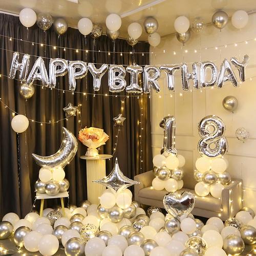 网红成人礼生日派对男朋友女孩18周岁装饰场景布置用品气球背景墙