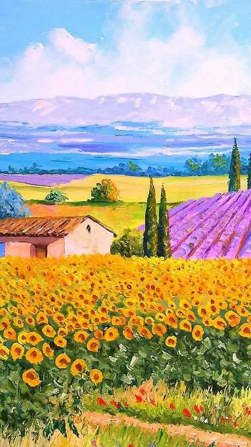 关键词 : 天空,云朵,花丛,小房子,油画,h5,h5,摄影,风景