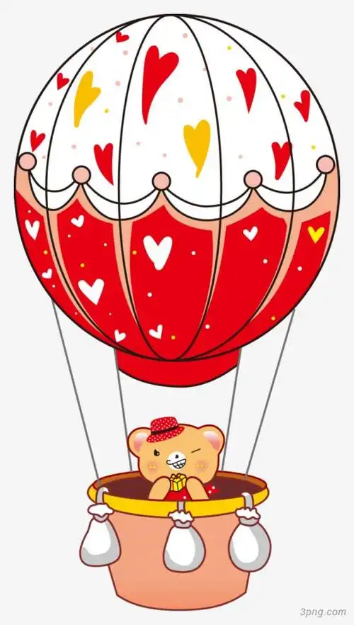 卡通热气球png素材透明免抠图片装饰效果