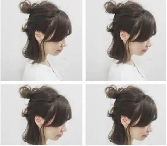 齐肩短发怎么扎好看短发留长尴尬期做个半扎发