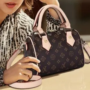 lv&ho 奢侈品真皮女包单肩斜挎手提speesy波士顿mini枕头包旅行包