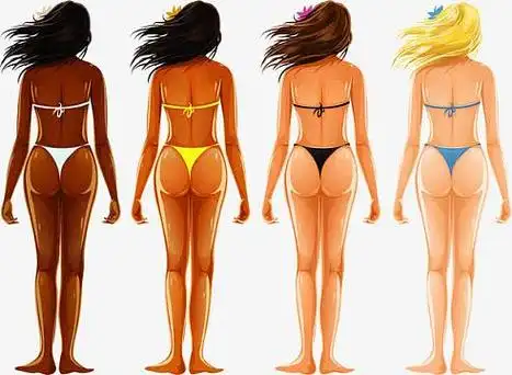 矢量手绘美女背影png沙滩上的性感美女png手绘比基尼女png卡通手绘戴