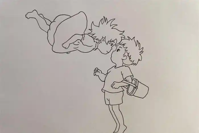 简笔画宫崎骏动画教程人物简笔画波妞宗介波妞简笔画步骤简笔画-波妞