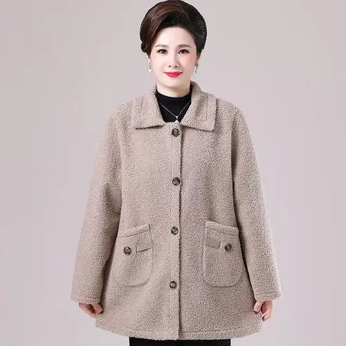 200斤胖妈妈妈秋装加厚厚外套中年女士秋冬颗粒中老年女装