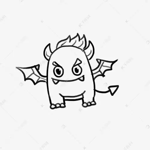 儿童节简笔速写手绘涂鸦小恶魔