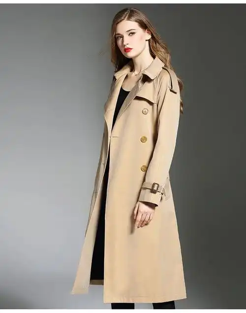 施悦名风衣女长款过膝大码直筒廓形帅气冬季新款大牌卡其色风衣外套