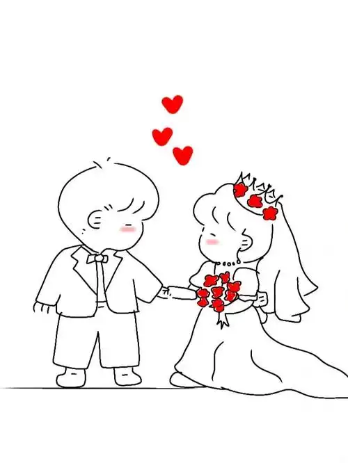 情侣简笔画我们结婚啦最幸福的时刻