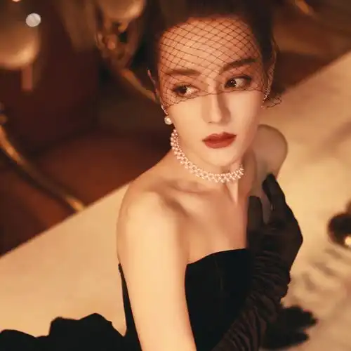 迪丽热巴同款发饰长款珍珠链条头饰盘发百搭发饰