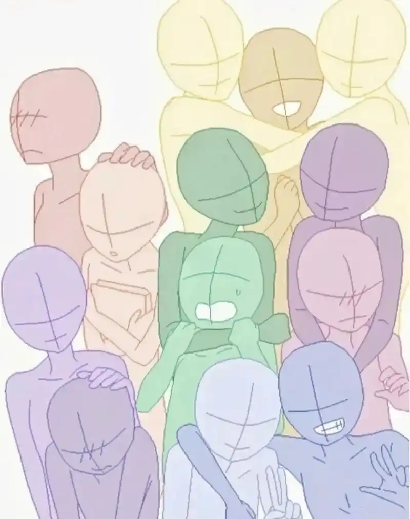【绘画素材】多人互动姿势参考素材