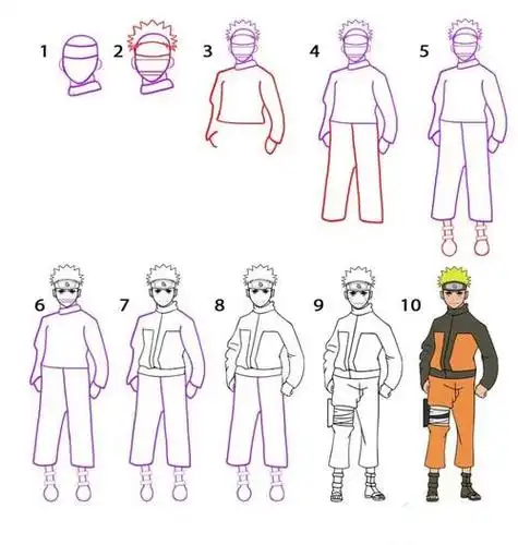 好看火影忍者简笔画图片帅气的鸣人火影忍者 手绘 简笔画 简笔画教程