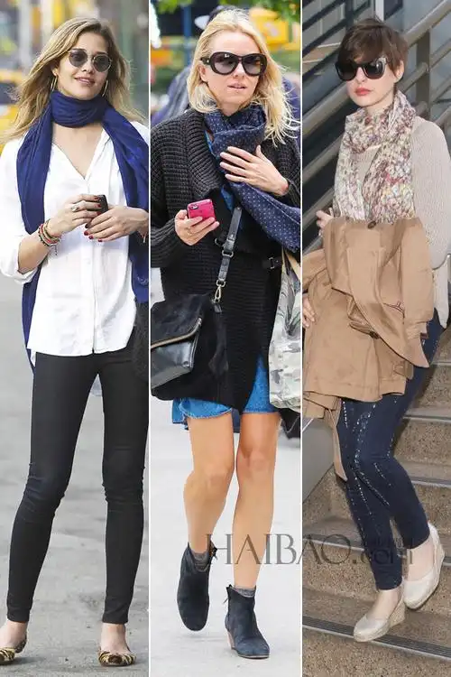 欧美明星街拍演绎秋冬围巾搭配