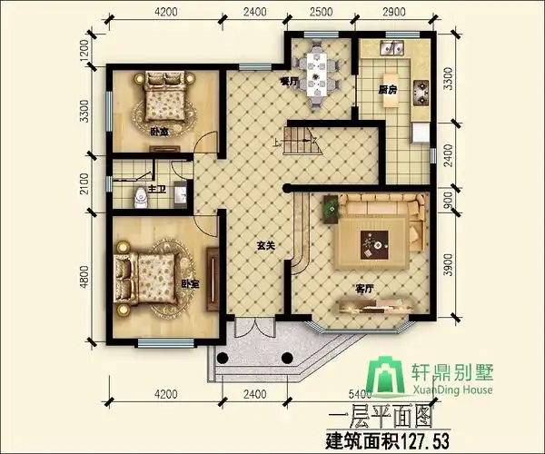 120x114m二层农村房屋设计图农村自建房图纸二层房屋图纸