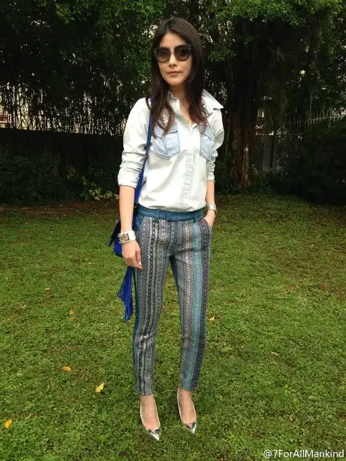 陈慧琳身着7 for all mankind 2014春夏mahlia kent系列长裤华丽街拍!