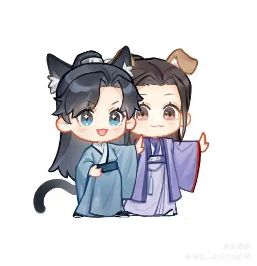 搂腰腰_山河令温周温客行周子舒古风平涂q版绘画作品