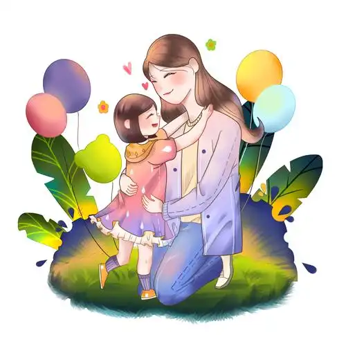 卡通手绘可爱母亲节插画素材