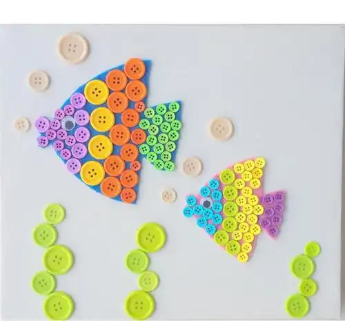 儿童创意纽扣画, 没有做不到, 只有想不到!|纽扣|扣子|形状_新浪新闻