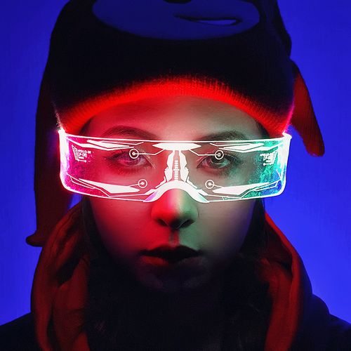赛博朋克led发光蹦迪眼镜未来科技科幻变色太阳眼镜