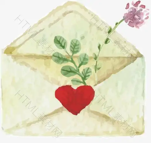 矢量手绘水彩情书信封