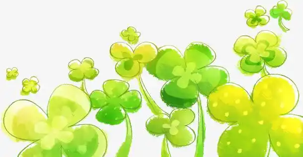 手绘绿色漫画四叶草植物