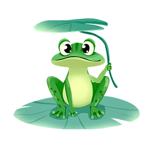 卡通坐在荷叶上的青蛙