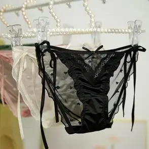 法式轻奢纯欲性感系带可解开网纱冰丝低腰内裤女透气女士三角裤