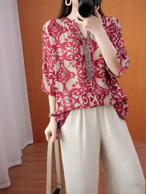 希尔库班胖mm蝙蝠衫短袖t恤女宽松胖妹妹亚麻显瘦小衫夏季大码棉麻t恤