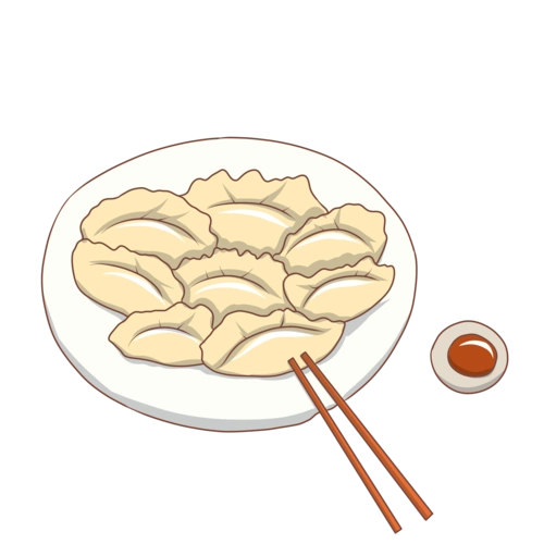 手绘冬至美食饺子插画图片