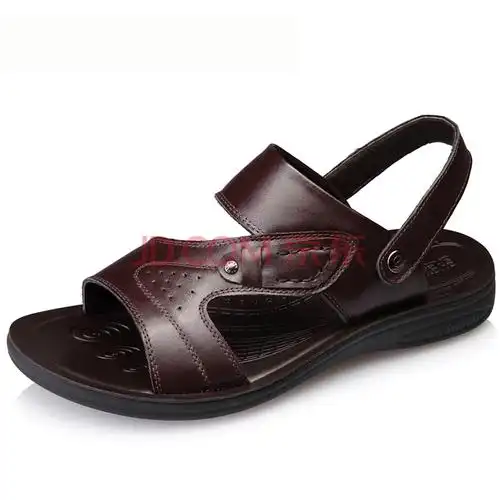 【货到付款】圣高休闲凉鞋 男士真皮沙滩鞋男透气凉拖2088 棕色 46