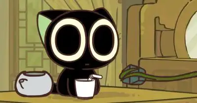 可可爱爱的小黑喝饮料