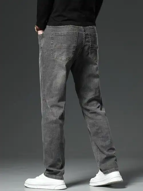 夏季薄款高端烟灰色牛仔裤男2021年新款宽松直筒高级灰休闲男裤软