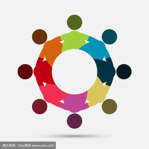 圈子里有八个人.徽标团队工作