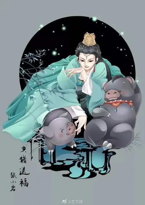 古风人物插画,十二生肖拟人系列.