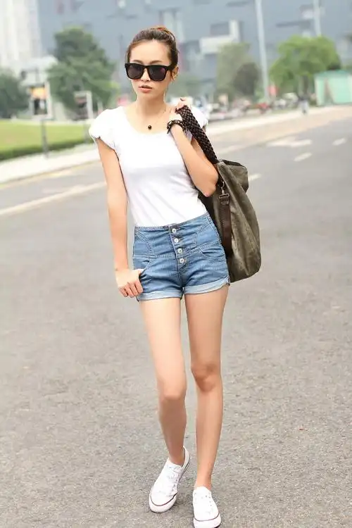 2014高腰牛仔短裤女韩版潮百搭夏装女士大码热裤修身显瘦休闲裤